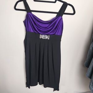 Junior small purple and black mini dress